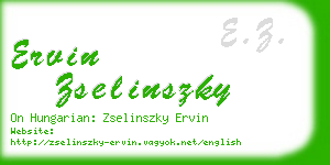 ervin zselinszky business card